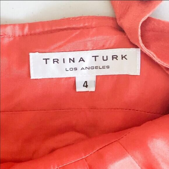 TRINA TURK Fall Silk Cotton Color Block Midi Dress 4 - Picture 4 of 9